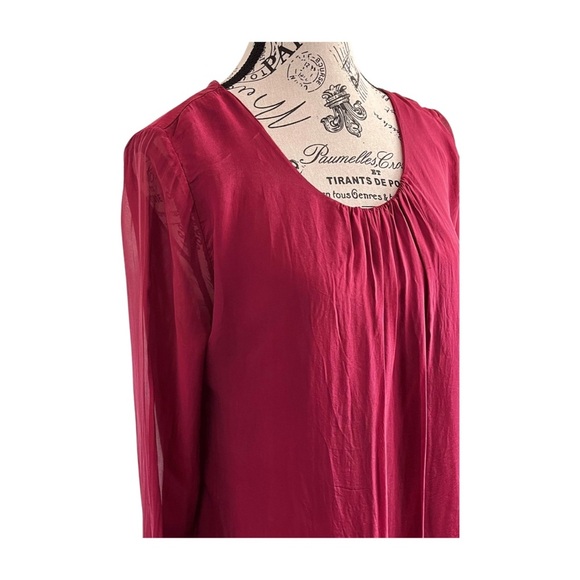 Italian Silk Babydoll Tunic – Maroon – 70% Silk – Fits US 6 - Picture 2 of 6